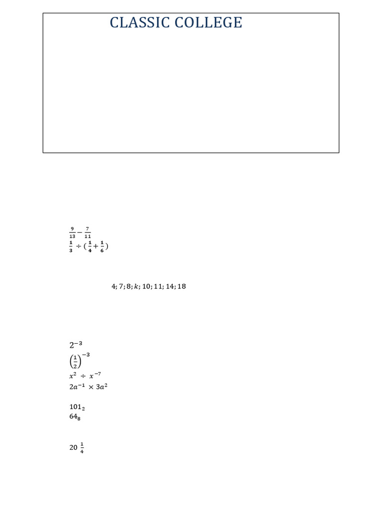Classic College f2 Maths End of Year | PDF | Mathematics | Chess Theory