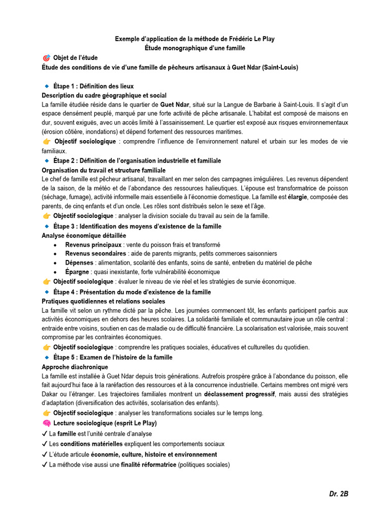 Exemple D'application de La Méthode de Frédéric Le Play | PDF | Sociologie