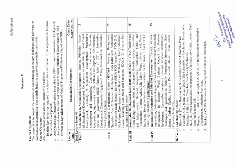 EAFM - Minor - Sustainable Development Sem V | PDF