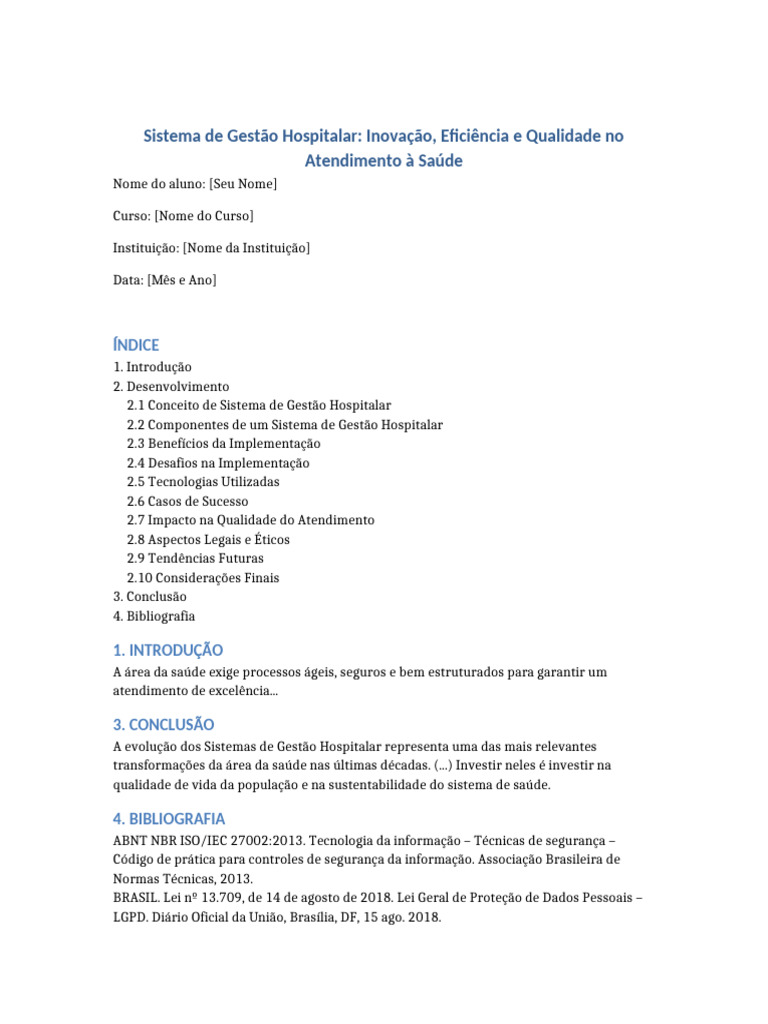 Sistema de Gestao Hospitalar | PDF
