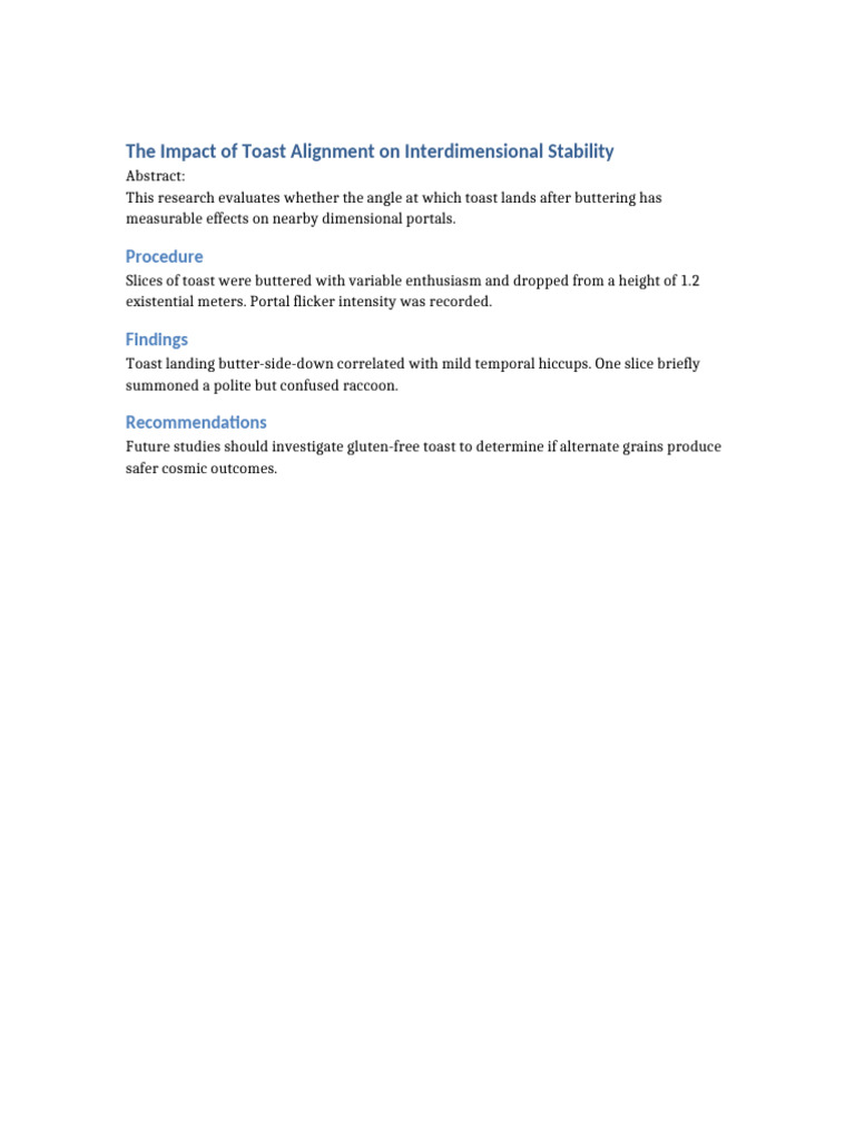 Toast Alignment and Interdimensional Stability | PDF