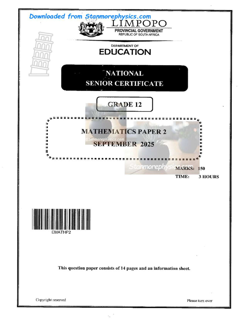 LP Maths Grade 12 September 2025 P2 and Memo | PDF