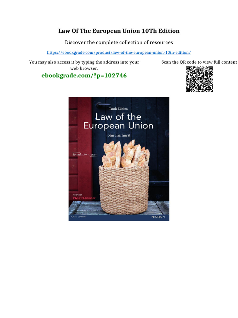 Law of The European Union 10th Edition Full Access | PDF | Intellectual ...