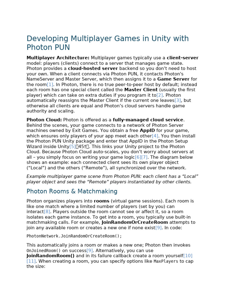 Developing Multiplayer Games in Unity With Photon PUN | PDF | Software ...