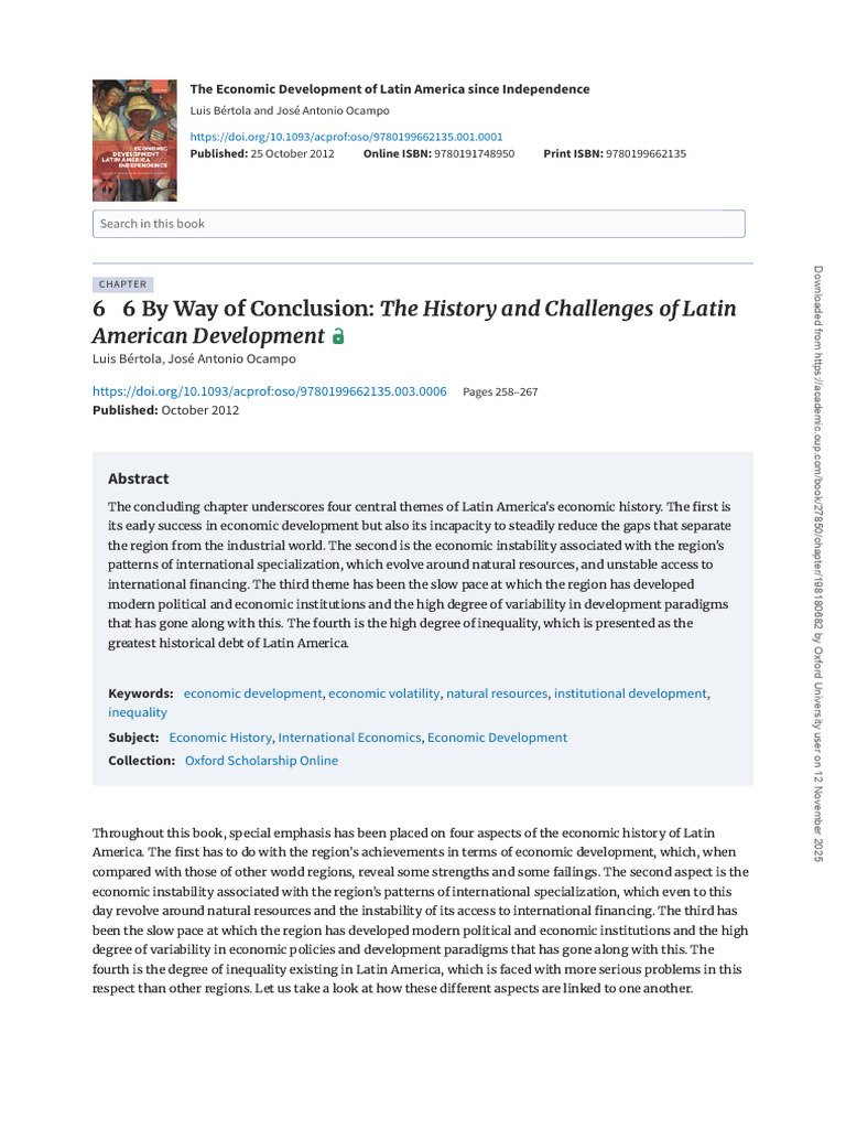 6 by Way of Conclusion - The History and Challenges of Latin American ...