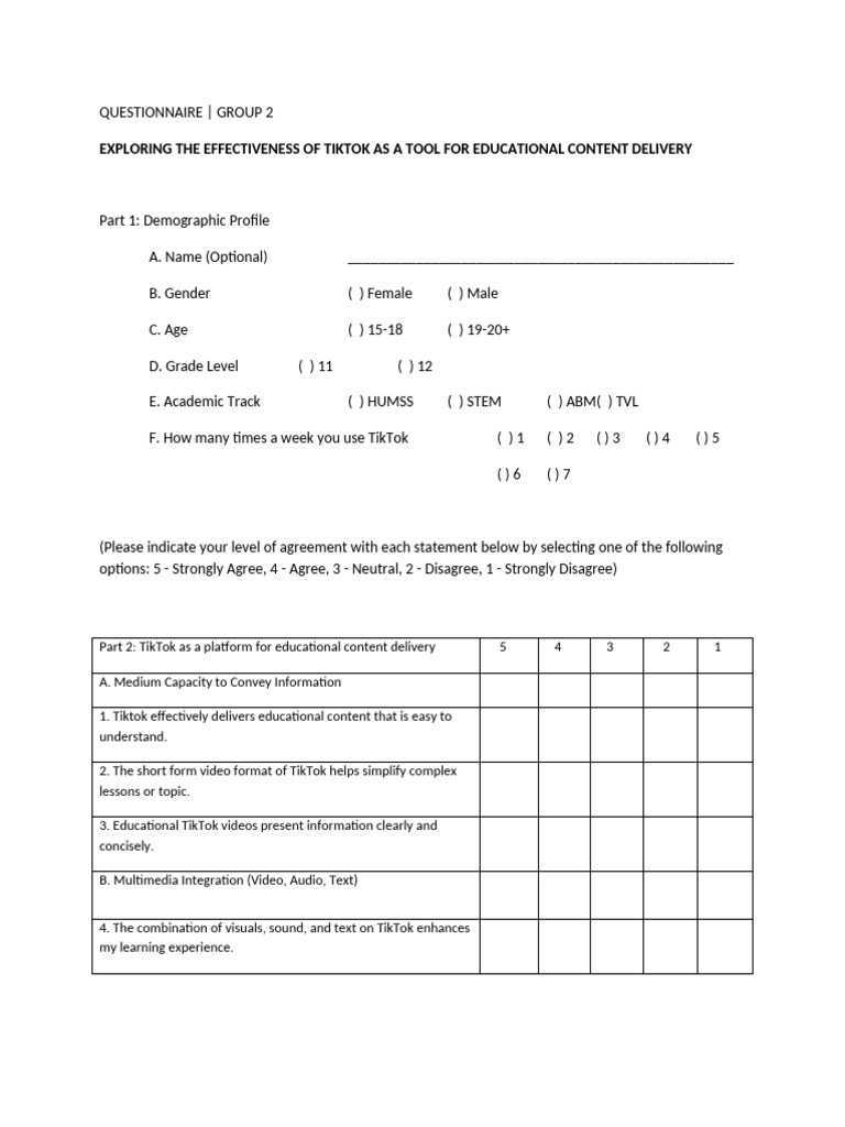 Questionnaire Group 2 | PDF | Multimedia | Learning