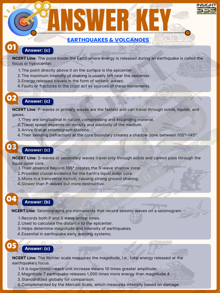 Day 7 (Volcanoes & Earthquakes) Answer Key | PDF | Volcano | Earthquakes