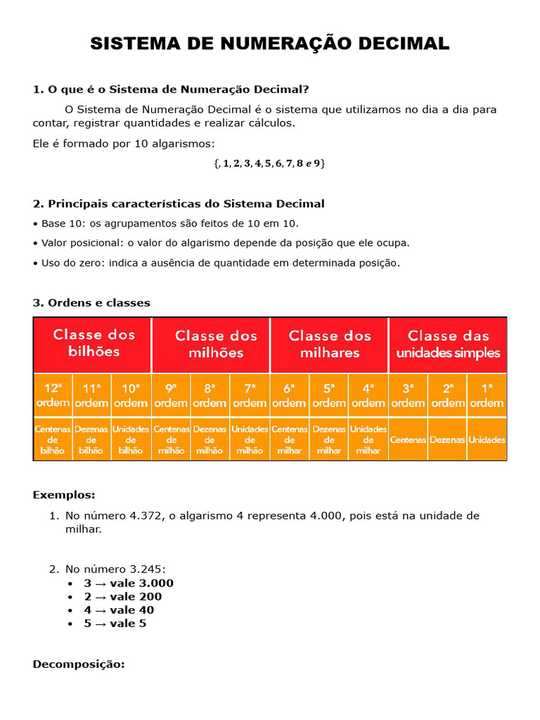 Sistema de Numeração Decimal | PDF