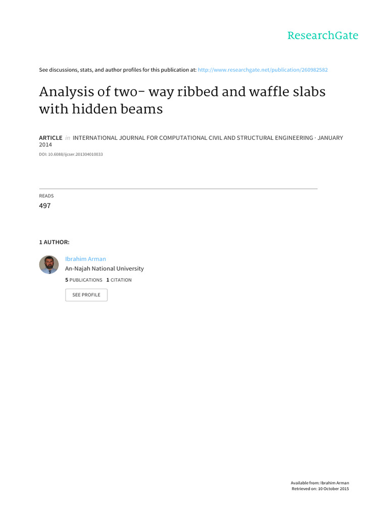 Analysis of Two - Way Ribbed and Waffle Slabs With Hidden Beams | PDF ...