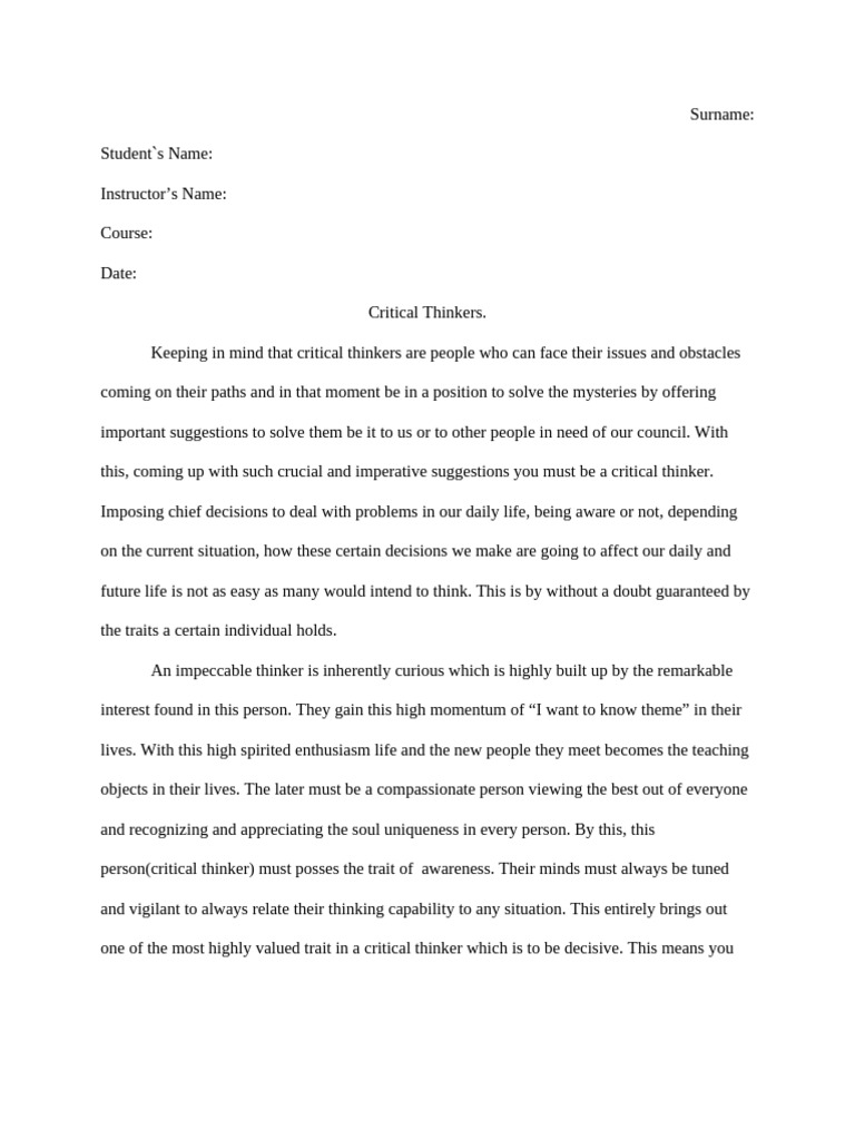 Sample 2 | PDF | Critical Thinking | Thought
