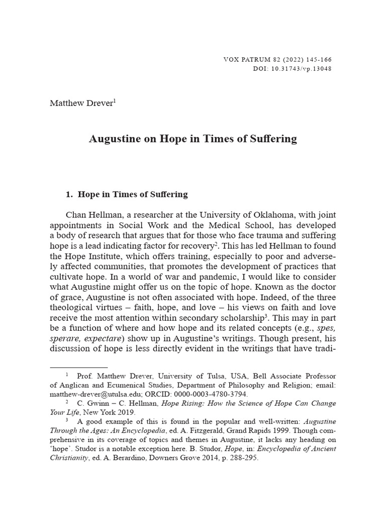 Augustine On Hope in Times of Suffe | PDF | Augustine Of Hippo | Virtue