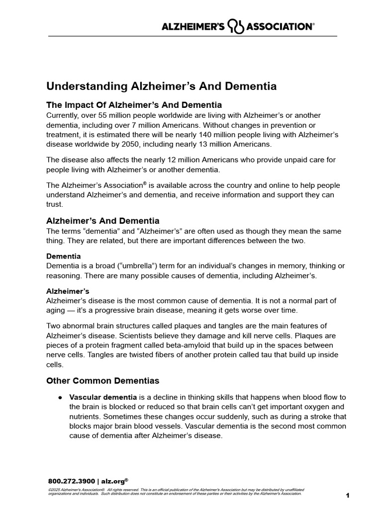 Alzheimers Dementia Understanding Alzheimers and Dementia Ts | PDF ...