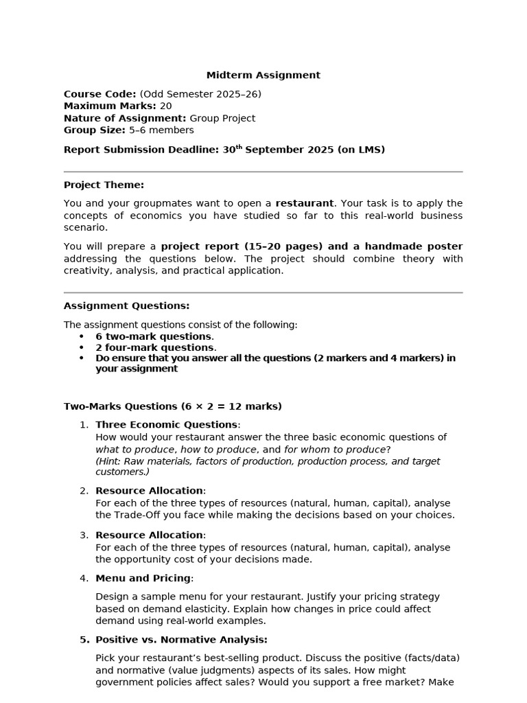 Mid Term Assignment 2025-26 | PDF | Demand | Elasticity (Economics)