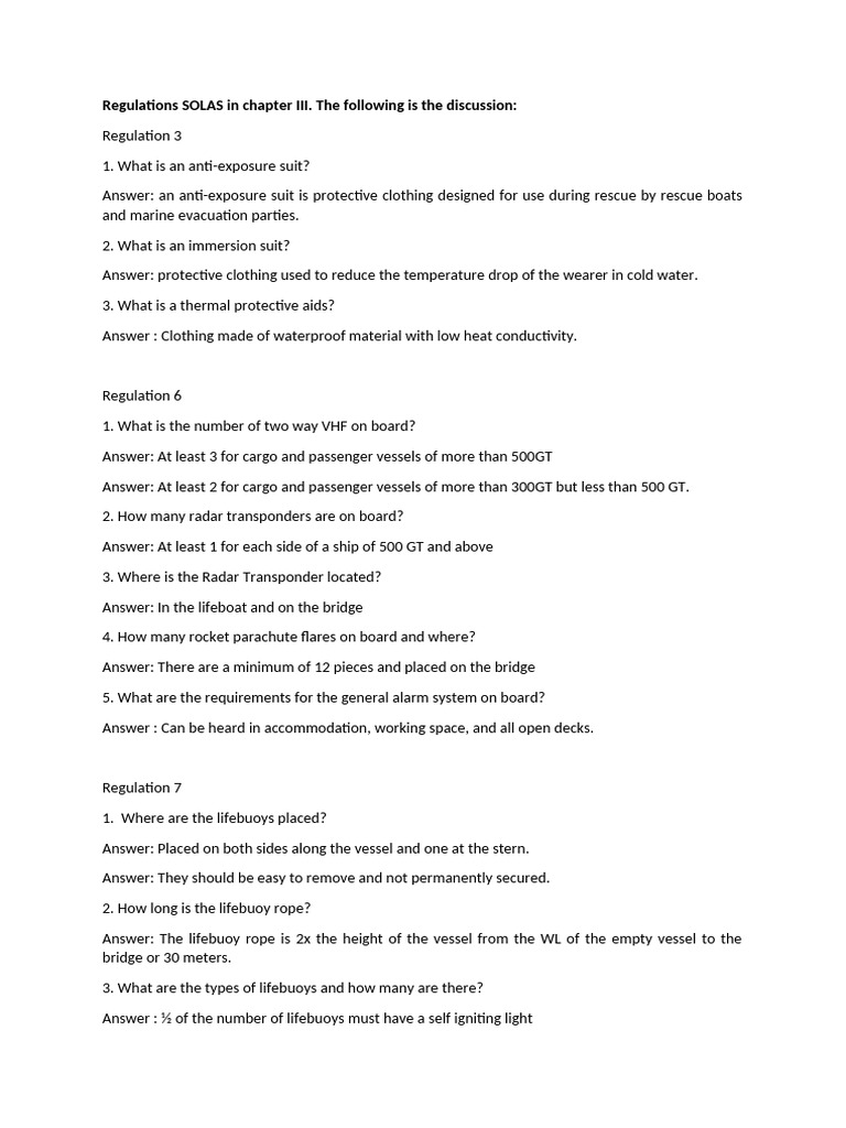 Regulations SOLAS in Chapter III | PDF | Watercraft | Ships