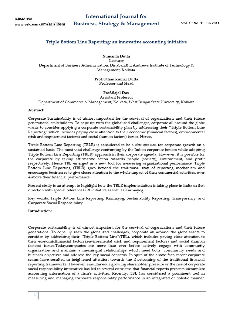 Tripple Bottomline Report | PDF | Corporate Social Responsibility ...