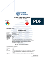 Hoja de datos seguridad alcohol etílico