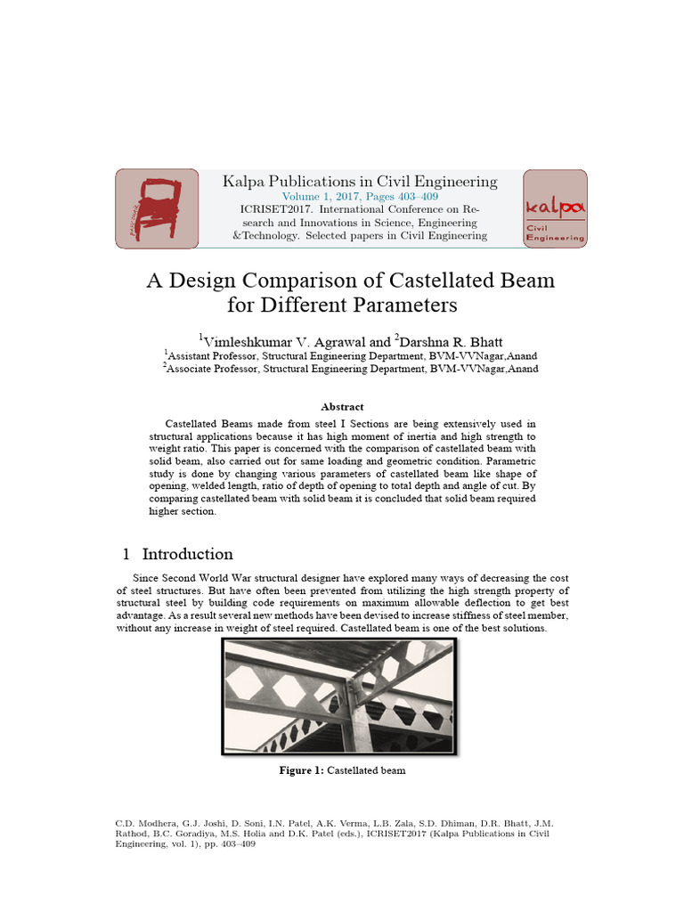 A Design Comparison of Castellated Beam For Different Parameters | PDF ...