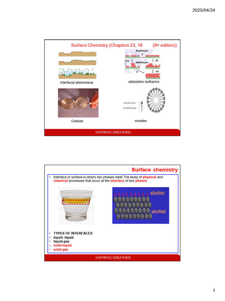 Surface Chemistry | PDF | Adsorption | Surface Science