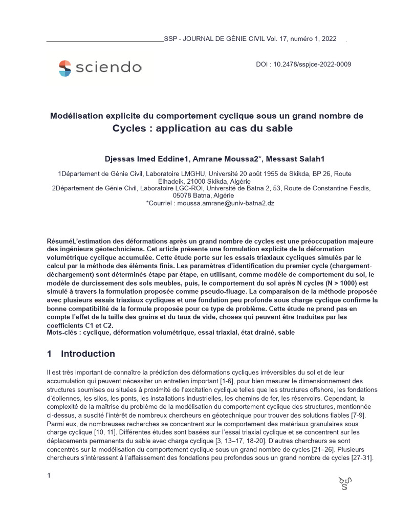 Cycles: Application Au Cas Du Sable: Modélisation Explicite Du ...