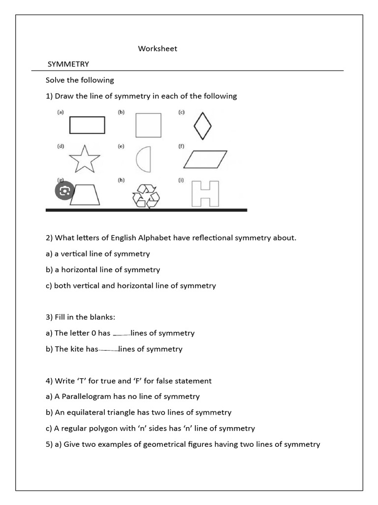Symmetry Worksheet | PDF