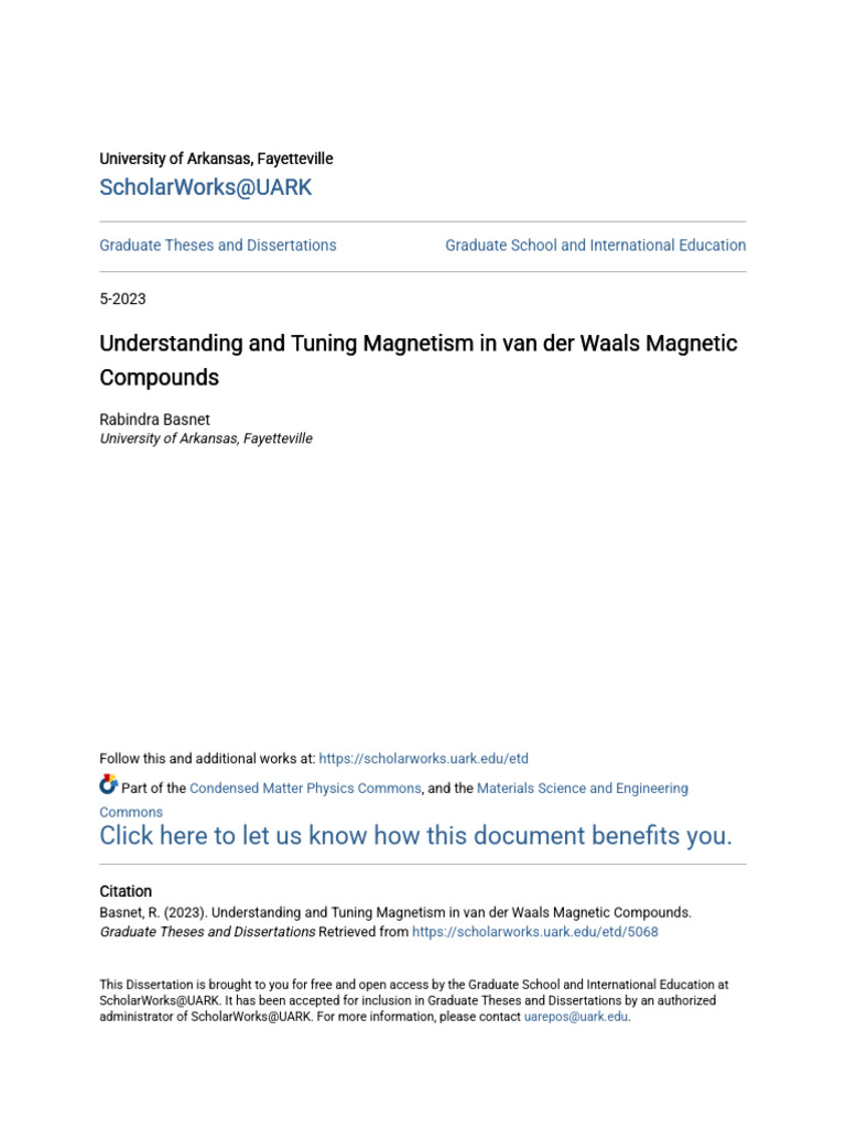 Understanding and Tuning Magnetism in Van Der Waals Magnetic Comp | PDF ...