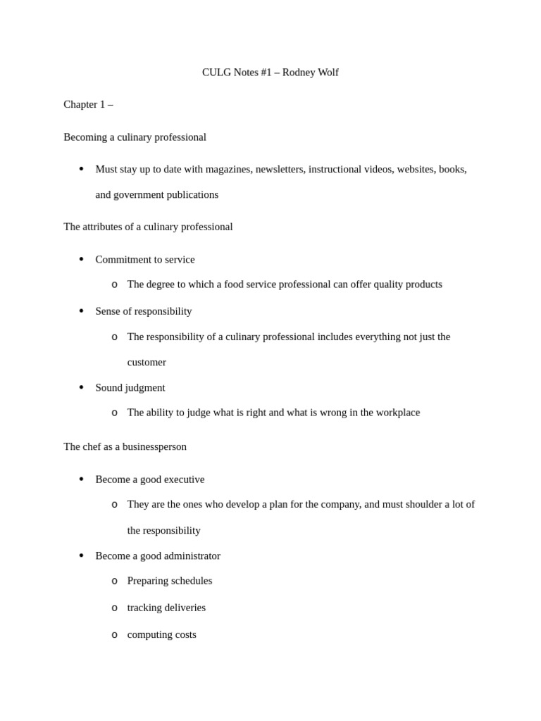 CULG Notes#1 Rodney Wolf | PDF | Cooking | Heat Transfer
