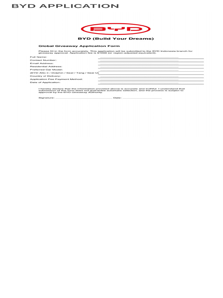 Byd Application | PDF