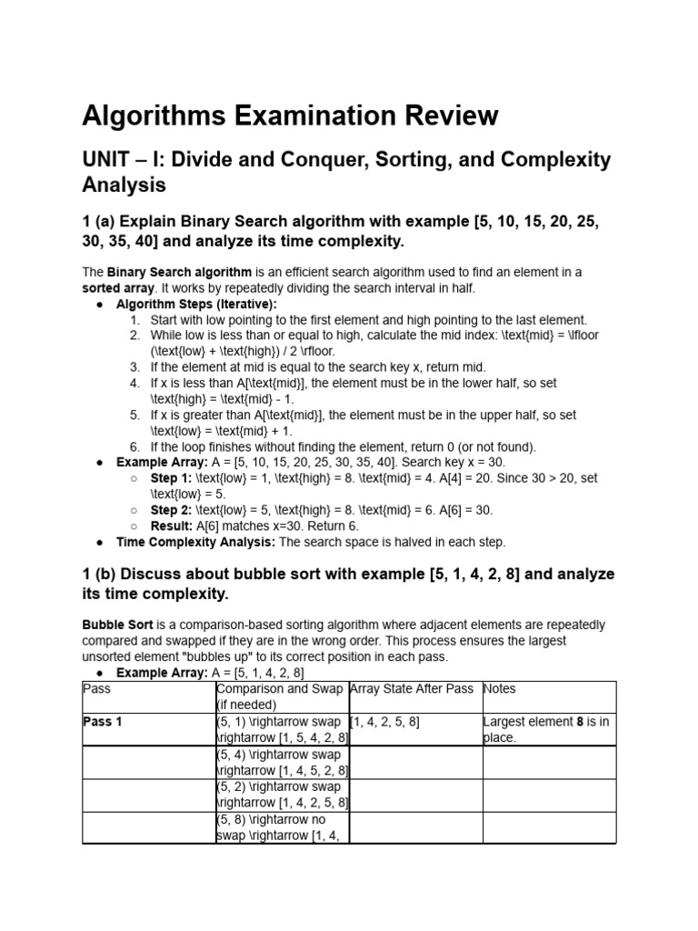 Algorithms Examination Review | PDF | Computational Complexity Theory ...