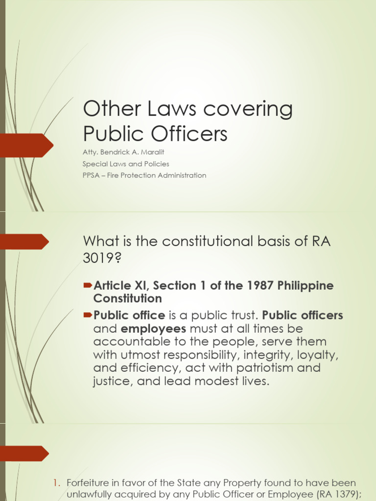 1 - Other Law Covering Public Officers - Lecture Notes | PDF | Statute ...