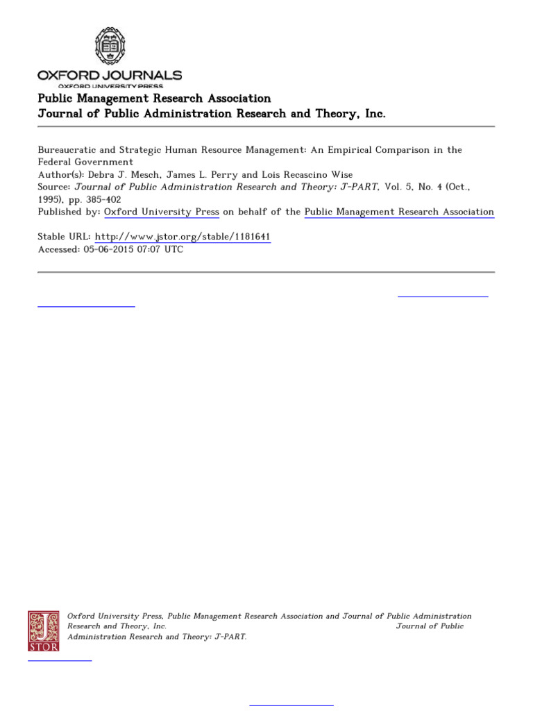 Public Management Research Association Journal of Public Administration ...