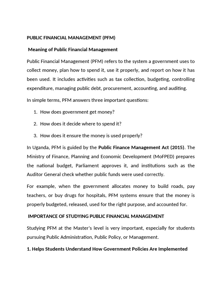 Public Financial Management Intro1 | PDF | Government Budget ...