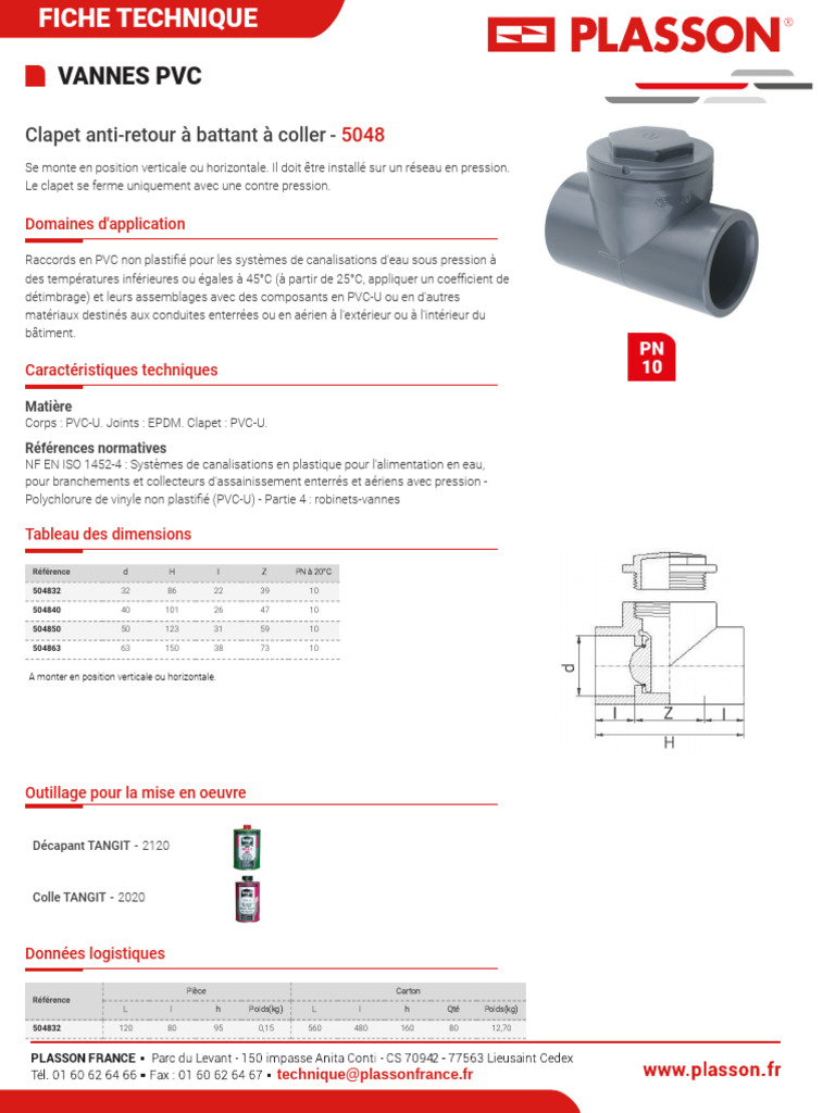FT 5048 Clapet Anti Retour A Battant A Coller | PDF