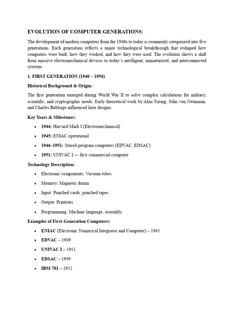 Evolution of Computer Generations | PDF | Integrated Circuit | Personal ...