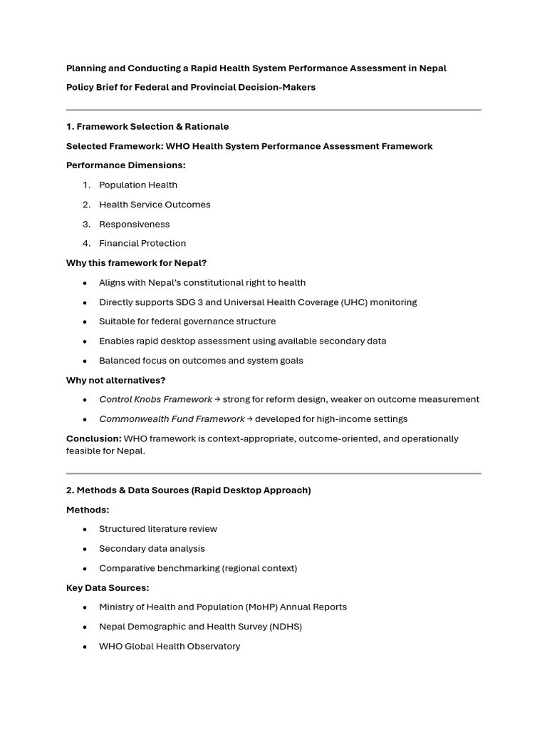 Planning and Conducting A Rapid Health System Performance Assessment in ...