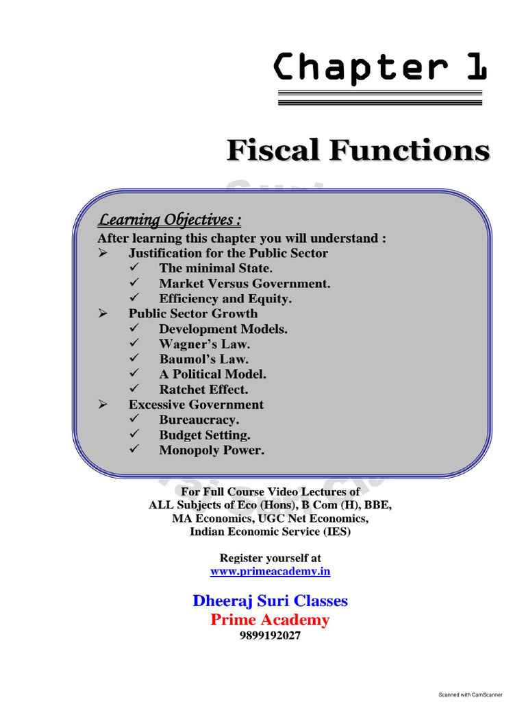 Chapter 1 Fiscal Functions | PDF