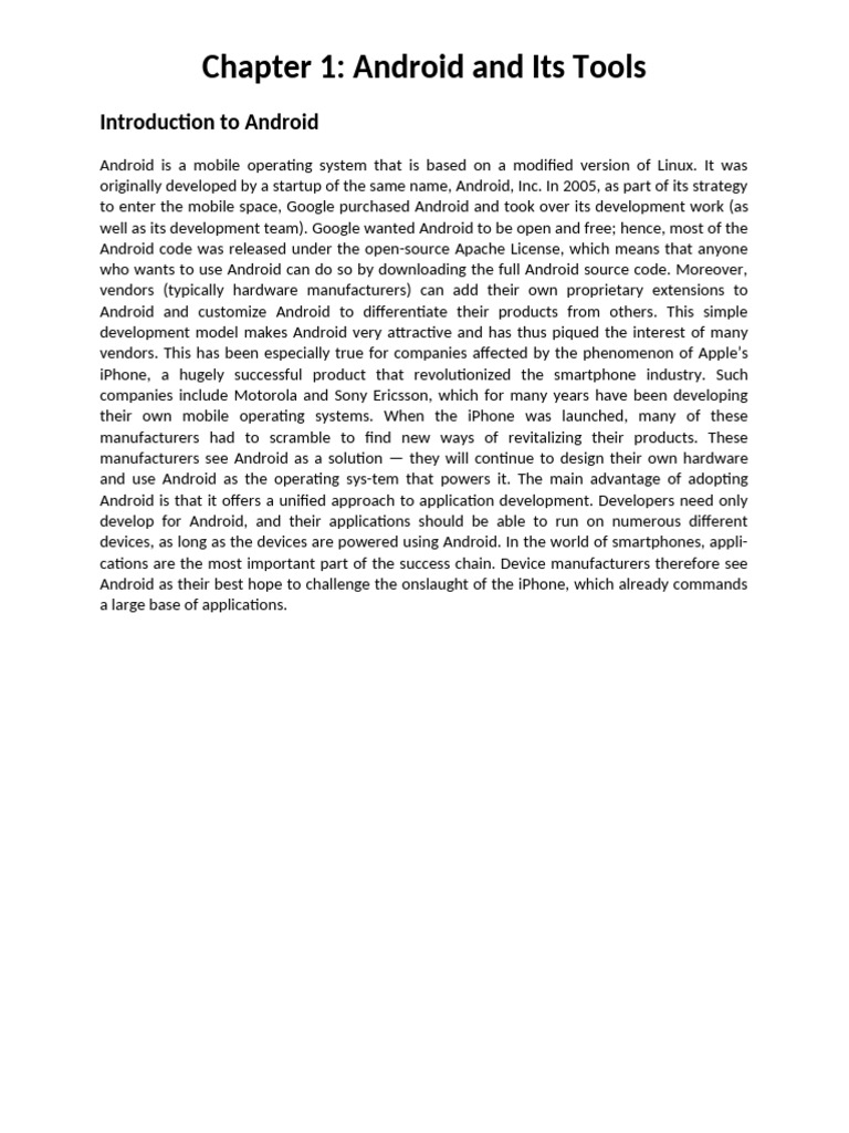 Chapter 1 - Android and Its Tools | PDF | Android (Operating System ...
