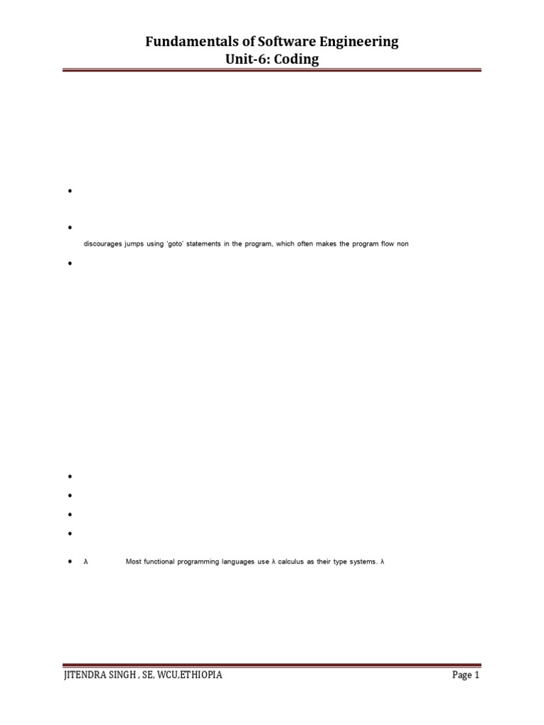 Software Engineering - Unit 6 | PDF | Functional Programming | Computer ...