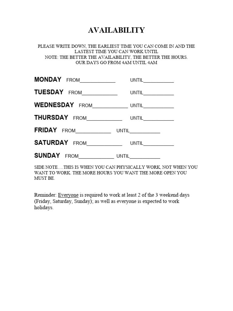 Availability Form | PDF