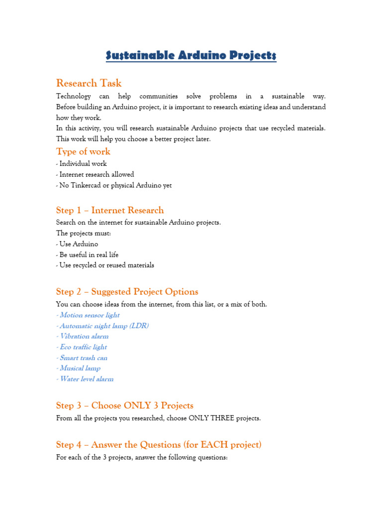 Sustainable Arduino Research Task | PDF