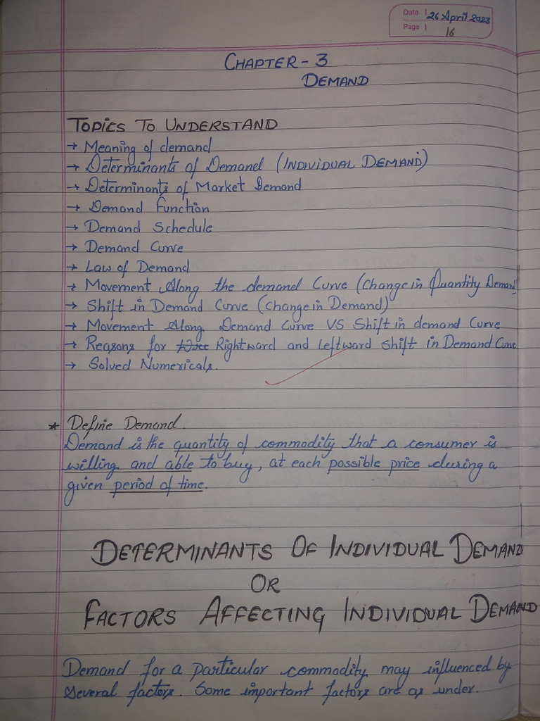 Microeconomics Ch-3 Demand Class-11 | PDF
