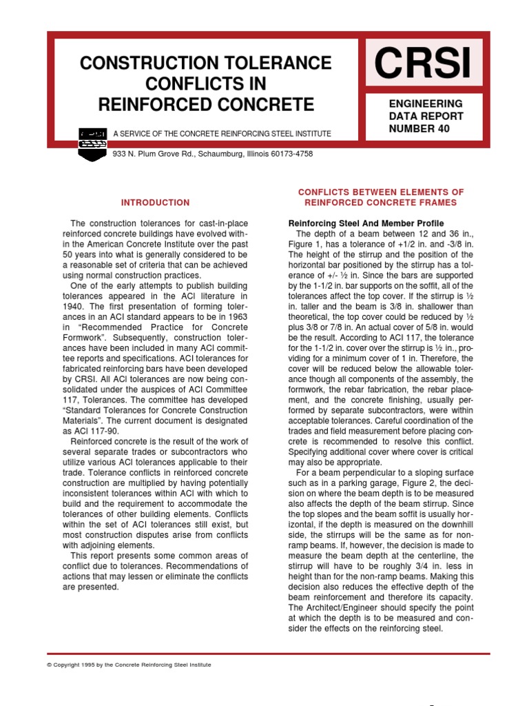 Rebar Tolerances Beam (Structure) Reinforced Concrete