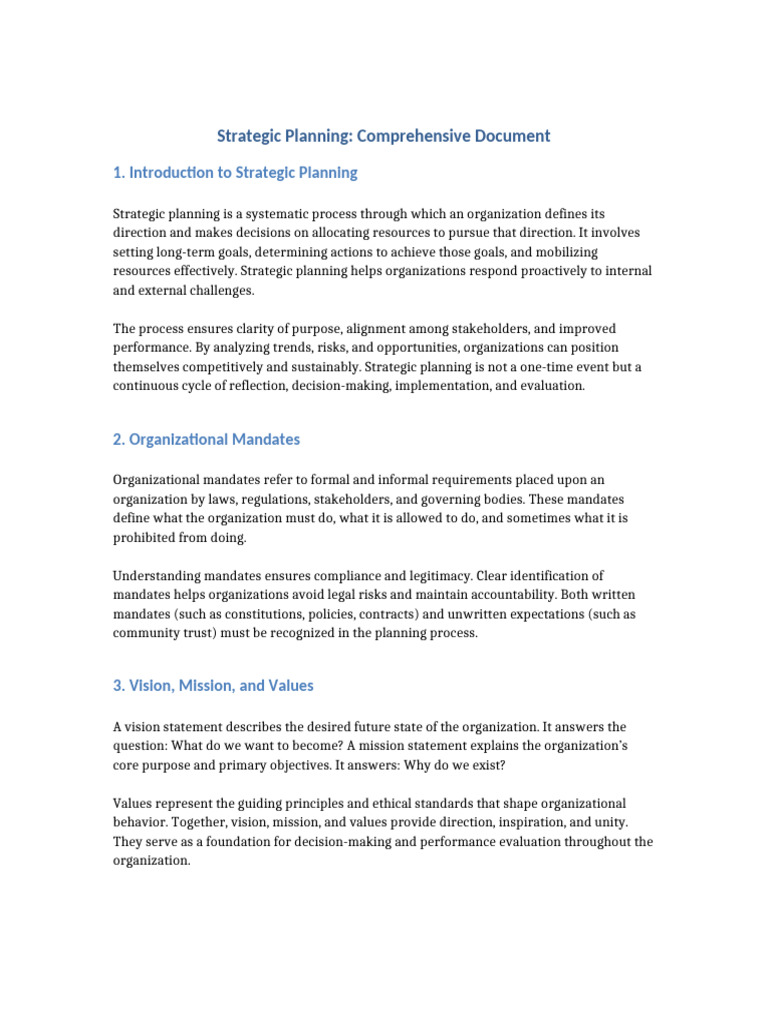 Strategic Planning 8 Pages Document-1 | PDF | Strategic Planning ...