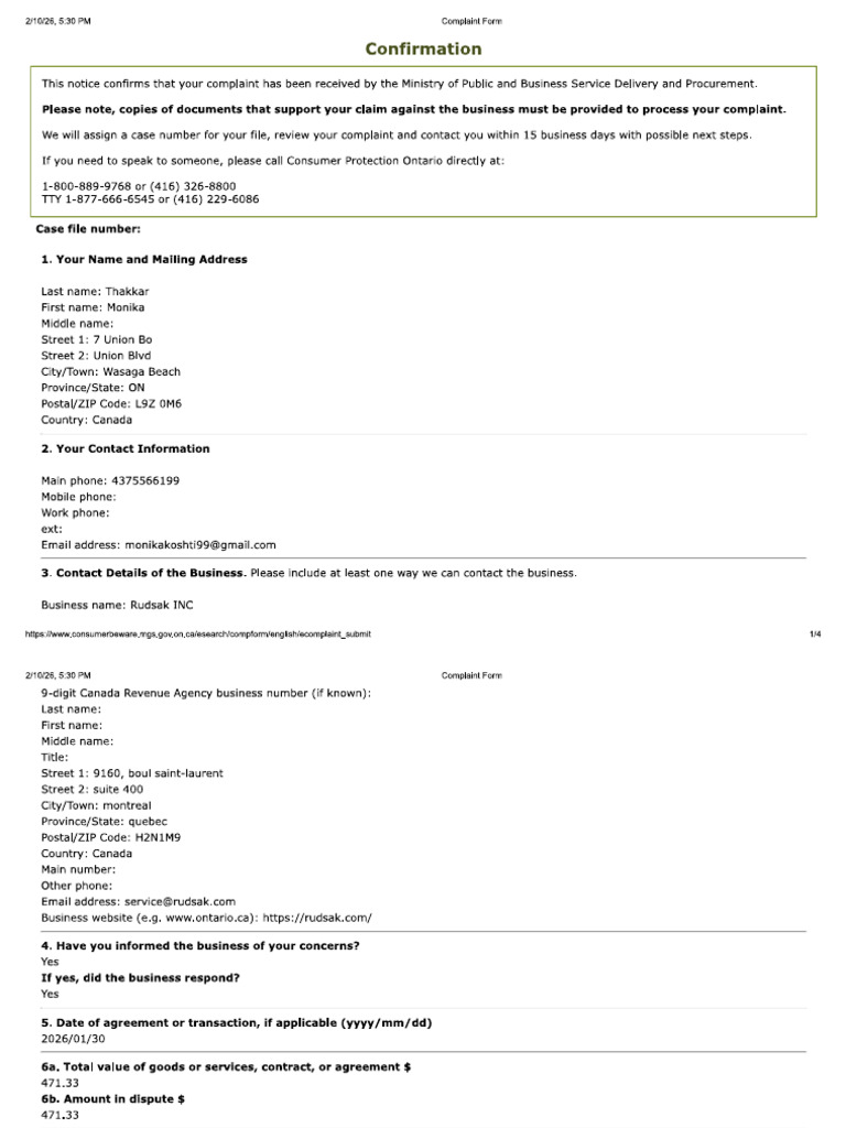 Complaint Form | PDF