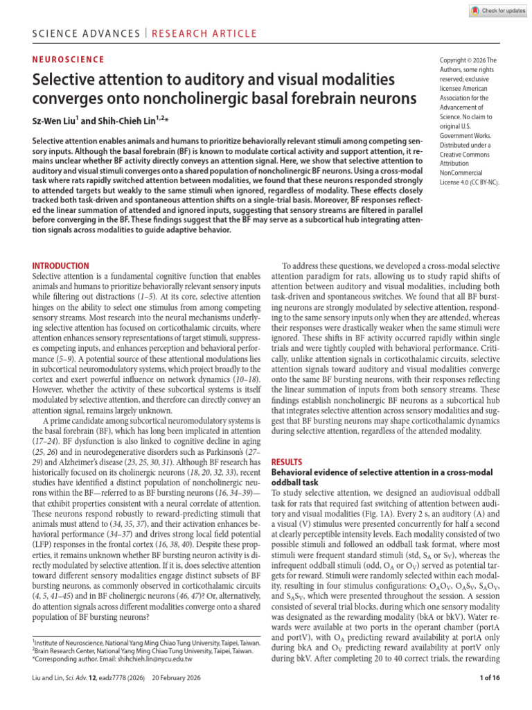 Sciadv Adz7778 | PDF | Attention | Perception