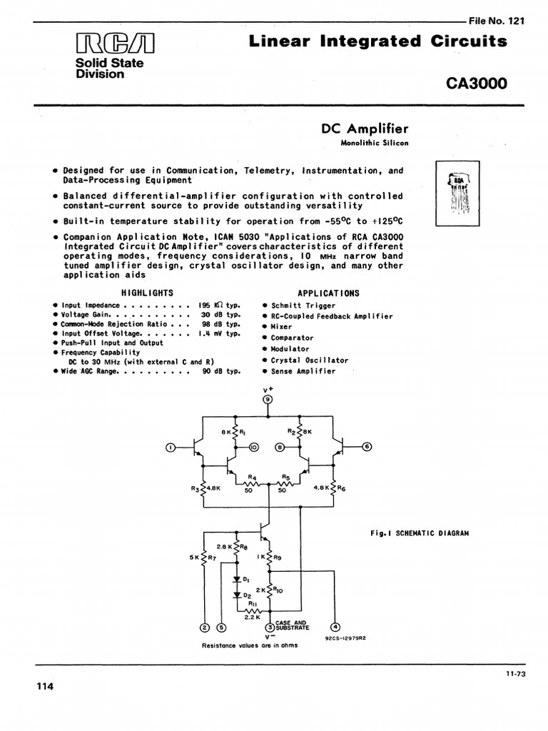 CA3000 | PDF | Amplifier | Analog Circuits