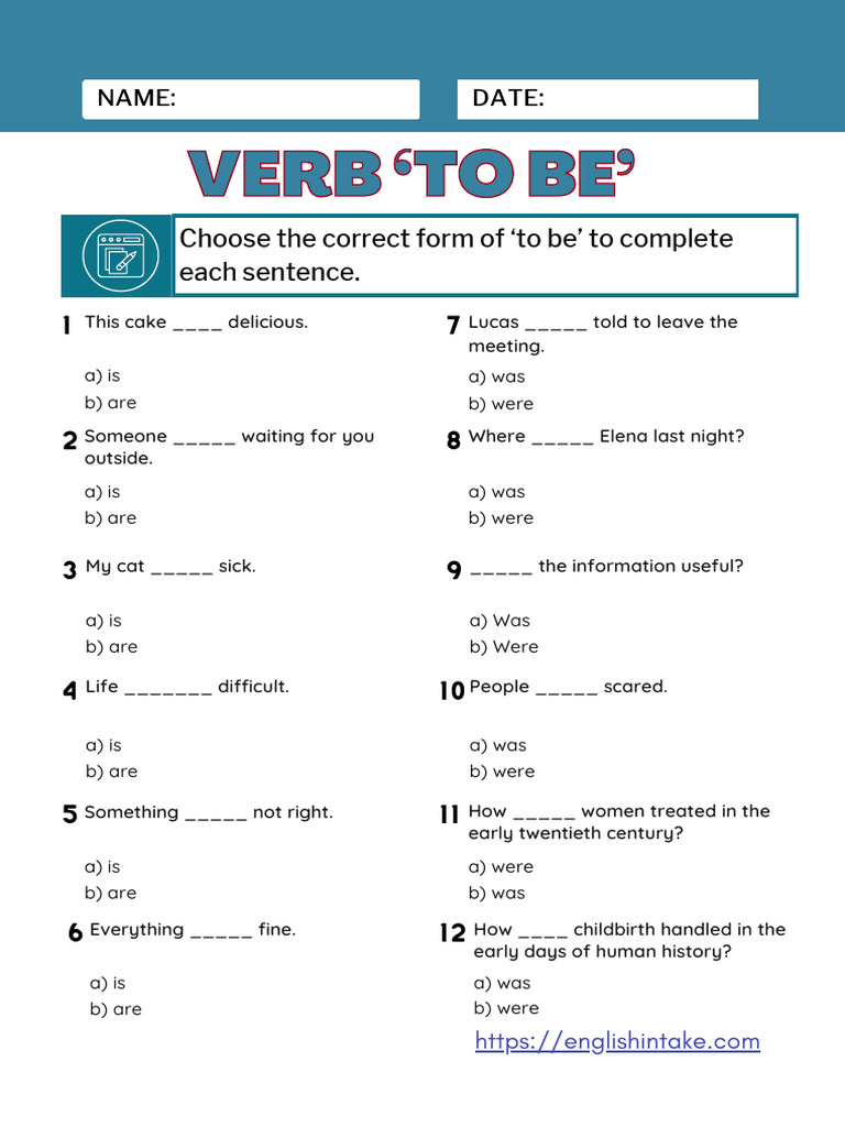 Verb To Be Worksheet | PDF