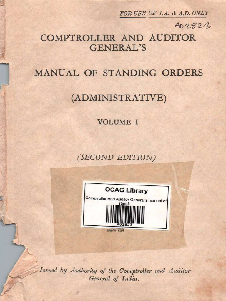 Manual of Standing Orders Administrative Volume 1 | PDF