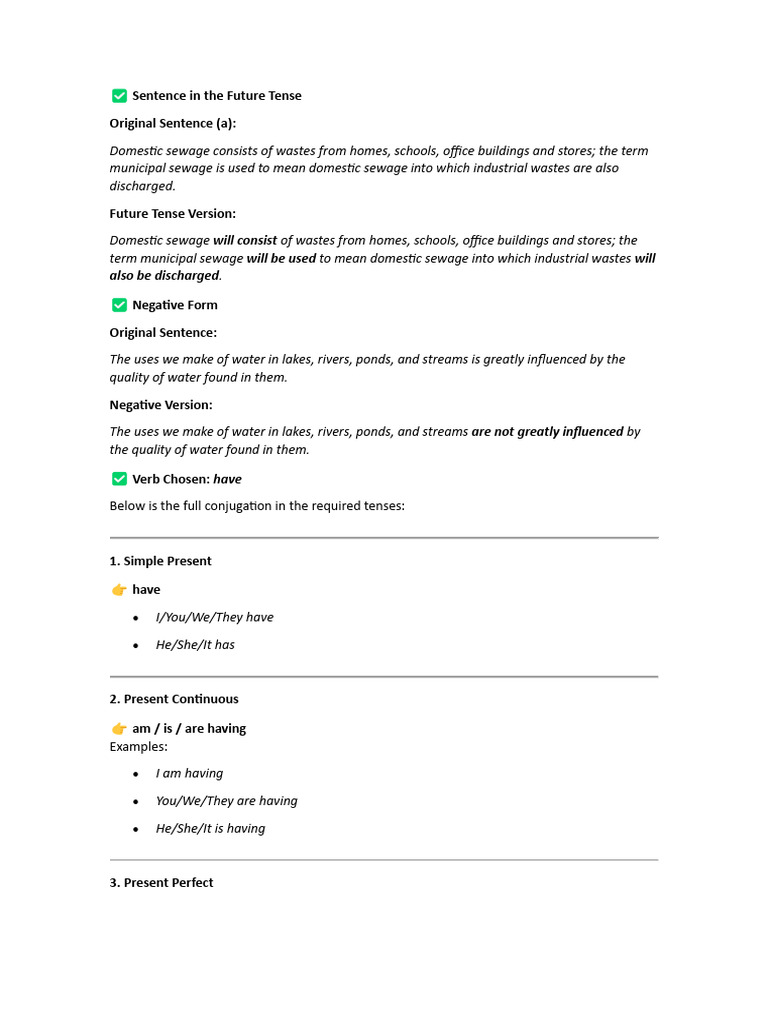 Sentence in The Future Tense Original Sentence (A) :: Will Consist Will ...