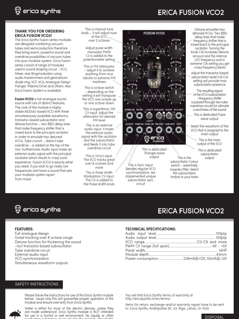 Fusion VCO2 Manual Web | PDF | Electronic Oscillator | Information And ...