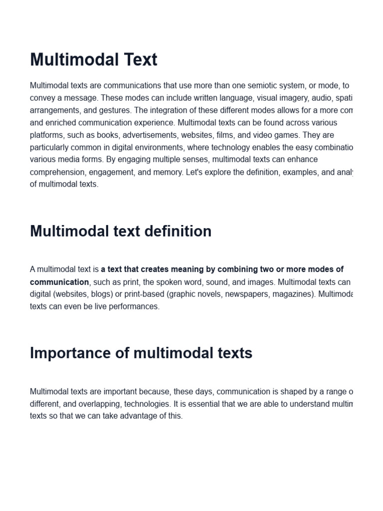 Types of Multimodal Text | PDF | Human Communication | Communication
